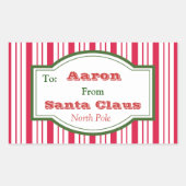 サンタパーソナライズされたギフトラベルシール 長方形シール (正面)