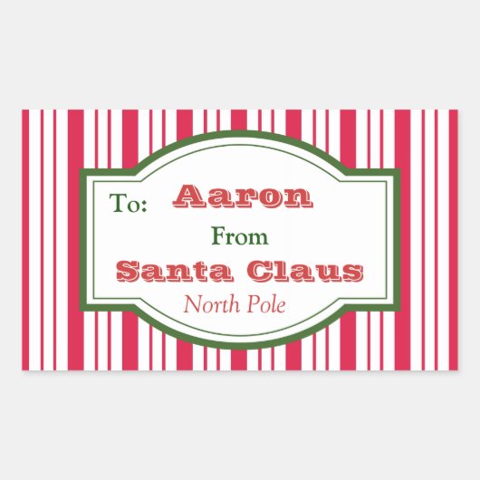 サンタパーソナライズされたギフトラベルシール 長方形シール (正面)