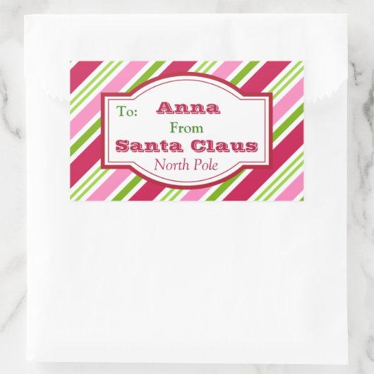 サンタパーソナライズされたクリスマスキャンディギフトシール 長方形シール (バッグ)