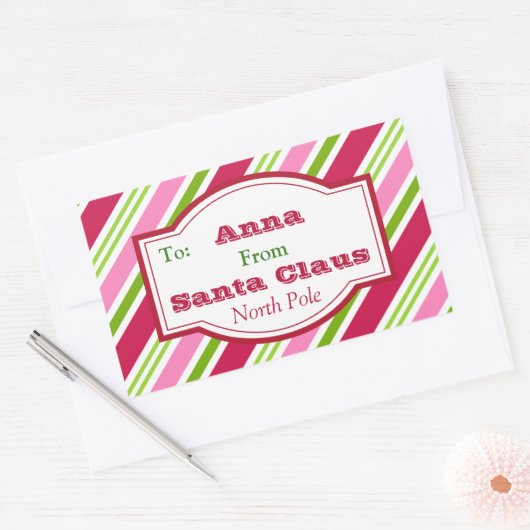 サンタパーソナライズされたクリスマスキャンディギフトシール 長方形シール (封筒)
