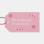 サンタパーソナライズされたクリスマスキャンディピンクからの贈り物 ギフトタグ (裏面横)