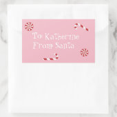 サンタパーソナライズされたクリスマスキャンディピンクからの贈り物 長方形シール (バッグ)