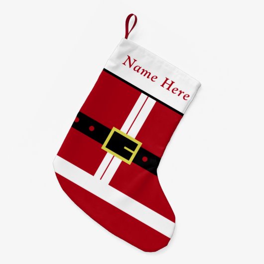 サンタパーソナライズされたクリスマスストッキング名前をカスタムする スモールクリスマスストッキング (正面 (吊り時))