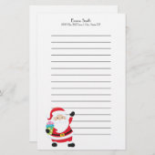 サンタパーソナライズされたクリスマス文房具が並ぶ 便箋 (正面/裏面)