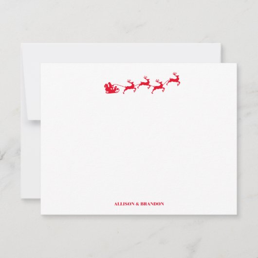 サンタパーソナライズされたクリスマス文房具 ノートカード (正面)