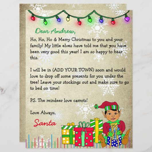 サンタパーソナライズされたクロースからの手紙 (正面/裏面)