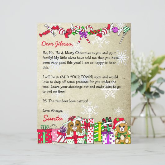 サンタパーソナライズされたクロースからの手紙 (スタンド正面)