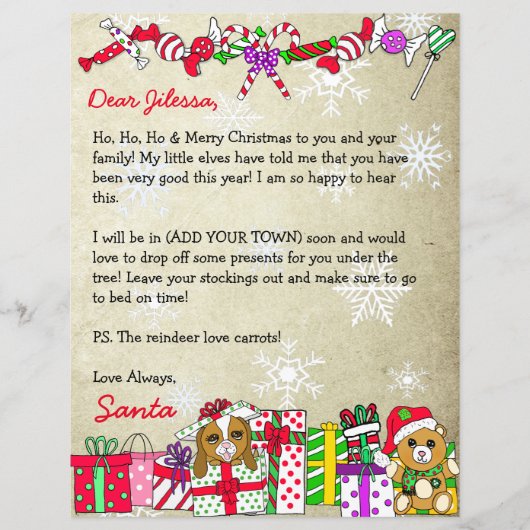 サンタパーソナライズされたクロースからの手紙 (正面)