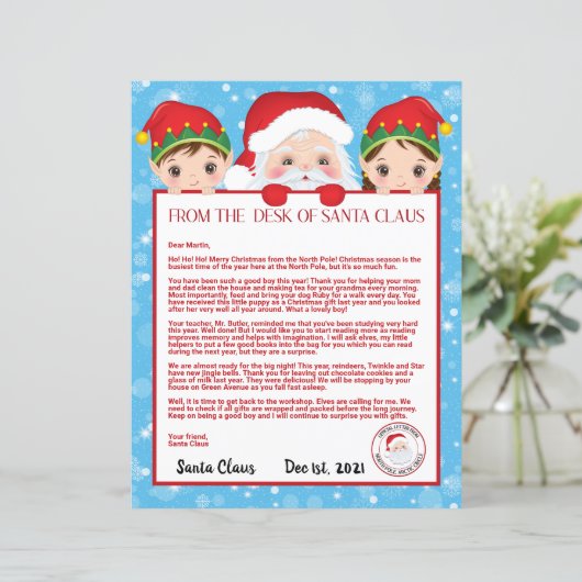 サンタパーソナライズされたクロースからの手紙 (スタンド正面)