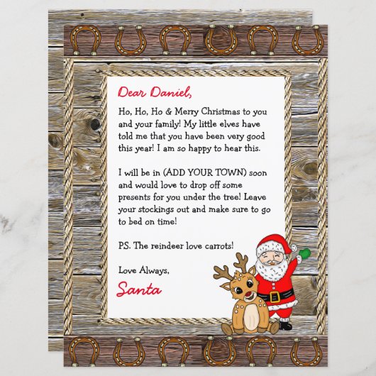サンタパーソナライズされたクロースからの手紙 (正面/裏面)