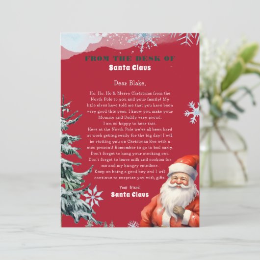 サンタパーソナライズされたクロースからの手紙 招待状 (スタンド正面)