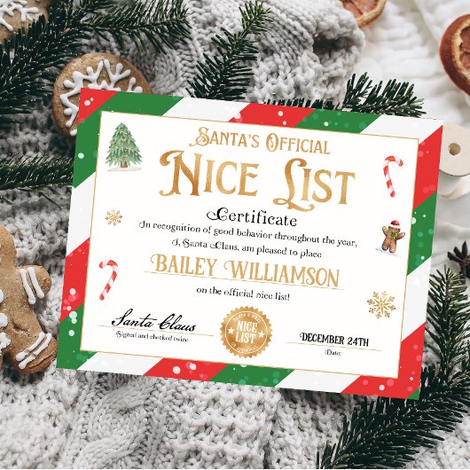 サンタパーソナライズされたクロースからの素敵な証明書