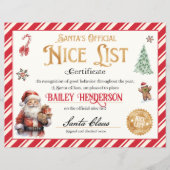 サンタパーソナライズされたクロースからの素敵な証明書 (正面)