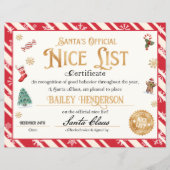 サンタパーソナライズされたクロースからの素敵な証明書 (正面)