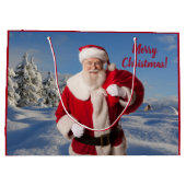 サンタパーソナライズされたクロースからの贈り物クリスマス ラージペーパーバッグ (裏面)