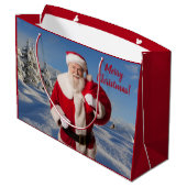 サンタパーソナライズされたクロースからの贈り物クリスマス ラージペーパーバッグ (裏面アングル)
