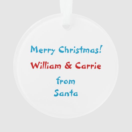サンタパーソナライズされたクロースの子供たち オーナメント (裏面)