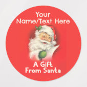 サンタパーソナライズされたクロースヴィンテージのギフトに名前を付ける ラベル (デザイン1)