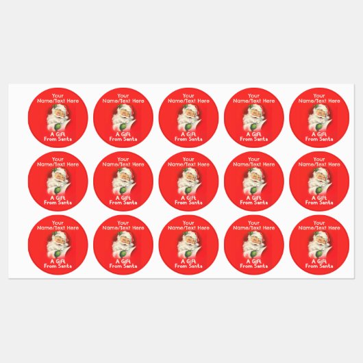 サンタパーソナライズされたクロースヴィンテージのギフトに名前を付ける ラベル (シート)