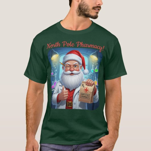 サンタパーソナライズされたクロース薬局北極シャツ Tシャツ (正面)