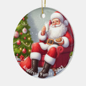 サンタパーソナライズされたクロース食べ物のクッキー セラミックオーナメント (左)