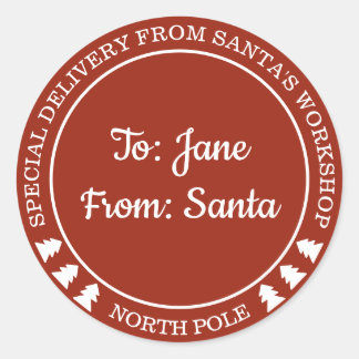 サンタパーソナライズされたステッカーからの特別配達 ラウンドシール