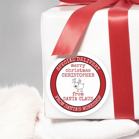 サンタパーソナライズされたス工房からの特別引渡し ラウンドシール