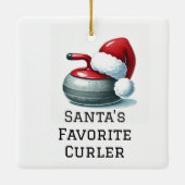 サンタパーソナライズされたズカーお気に入りのラー セラミックオーナメント (裏面)