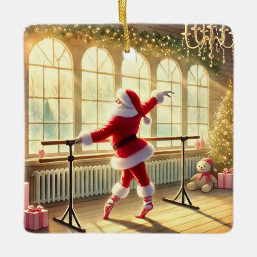 サンタパーソナライズされたズバーお気に入りのレインストラクター セラミックオーナメント (正面)