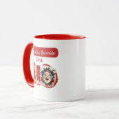 サンタパーソナライズされたズHO赤お気に入りの白クリスマス マグカップ (正面左)