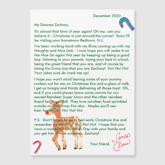 サンタパーソナライズされたトインデア磁気からの手紙 (正面)
