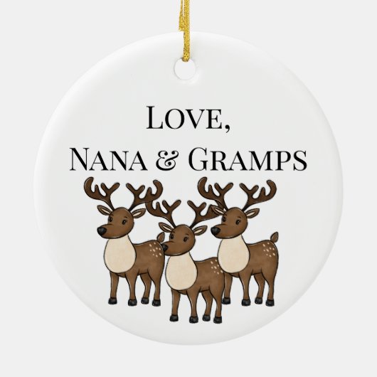 サンタパーソナライズされたトナカイのクリスマスツリー セラミックオーナメント (裏面)