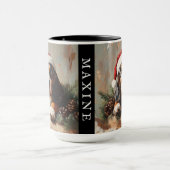 サンタパーソナライズされたハットのバセット・ハウンド マグカップ (中央)