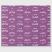 サンタパーソナライズされたパープルのクリスマスラブ ラッピングペーパー (フラット)