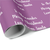 サンタパーソナライズされたパープルのクリスマスラブ ラッピングペーパー (ロールコーナー)