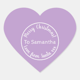 サンタパーソナライズされたパープル薄紫からのクリスマス ハートシール
