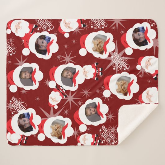 サンタパーソナライズされたフォトコラージュ シェルパブランケット (正面(横))