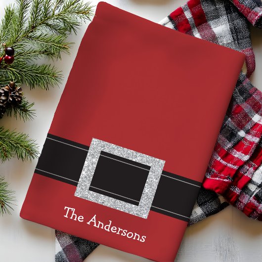 サンタパーソナライズされたベルトホリデーキッチンタオル キッチンタオル