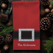 サンタパーソナライズされたベルトホリデーキッチンタオル キッチンタオル