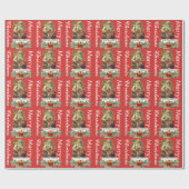 サンタパーソナライズされたホリデーフォトラッピング紙 ラッピングペーパー (フラット)