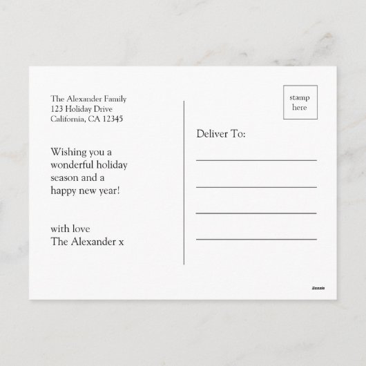 サンタパーソナライズされたマルチーズドッグメリークリスマス シーズンポストカード (裏面)