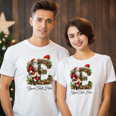サンタパーソナライズされたモノグラムクリスマスホリデー Tシャツ