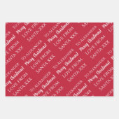 サンタパーソナライズされたレッドから愛の名を呼ぶ ラッピングペーパーシート (正面)