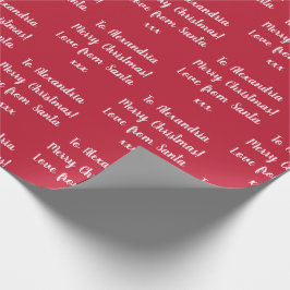 サンタパーソナライズされたレッドのメリークリスマス ラッピングペーパー