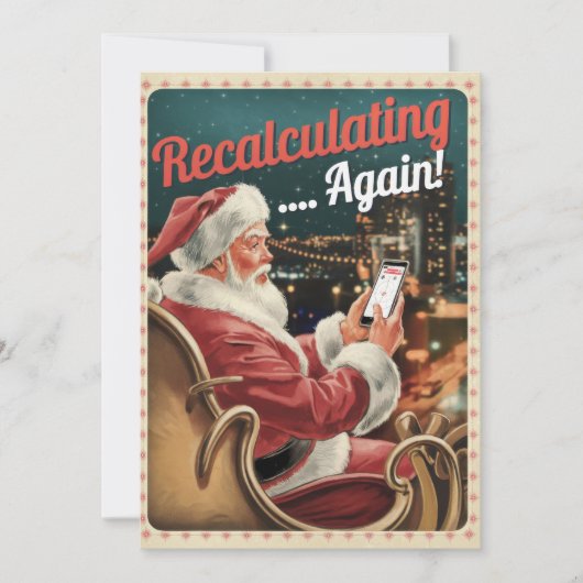 サンタパーソナライズされたヴィンテージの再おもしろい計算 シーズンカード (正面)