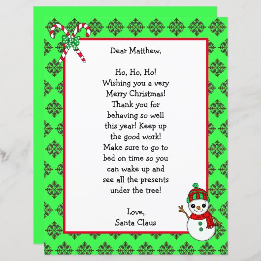 サンタパーソナライズされたーからのクリスマスの名手紙 (正面/裏面)