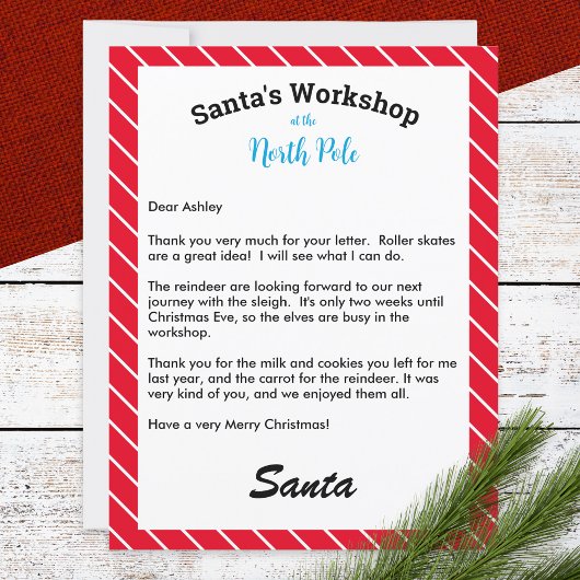 サンタパーソナライズされたーからのクリスマスレター返信