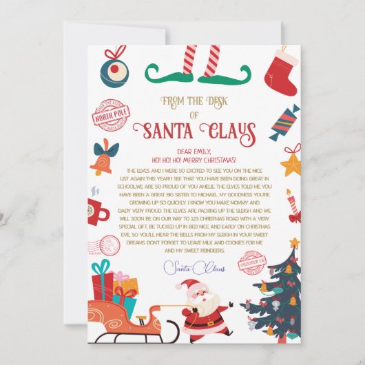 サンタパーソナライズされたーからの北極の公式書簡 招待状 (正面)