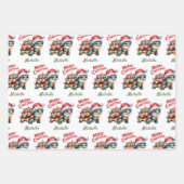 サンタパーソナライズされたーでメリークリスマスカメと名前 ラッピングペーパーシート (正面2)