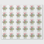 サンタパーソナライズされたーでメリークリスマスカメと名前 ラッピングペーパー (フラット)